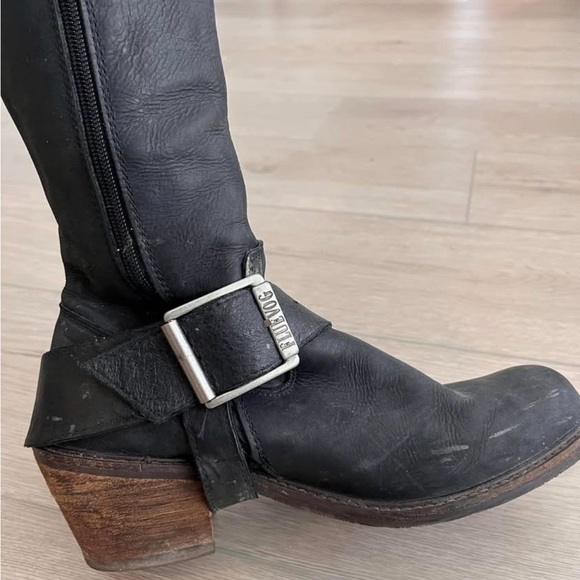 John Fluevog Shoes - John Fluevog Black Combat Boots with Silver Buckle